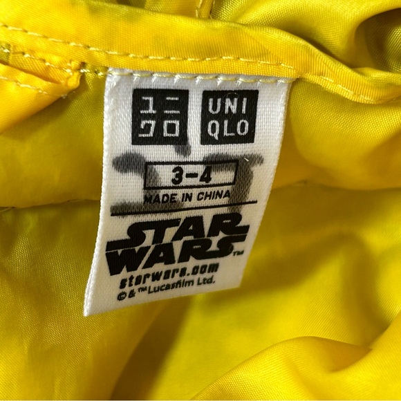 Uniqlo Boys Light Warm Padded Hooded Jacket Star Wars Space Black Size 3-4 - Picture 5 of 8